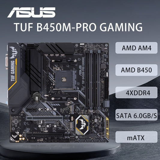 ASUS TUF B450M-PRO GAMING AMD B450 AM4 Motherboard Support R5 5600X 5600 3600 R7 5800X3D R9 5900X CPU SATA 6Gb/s HDMI M.2 mATX