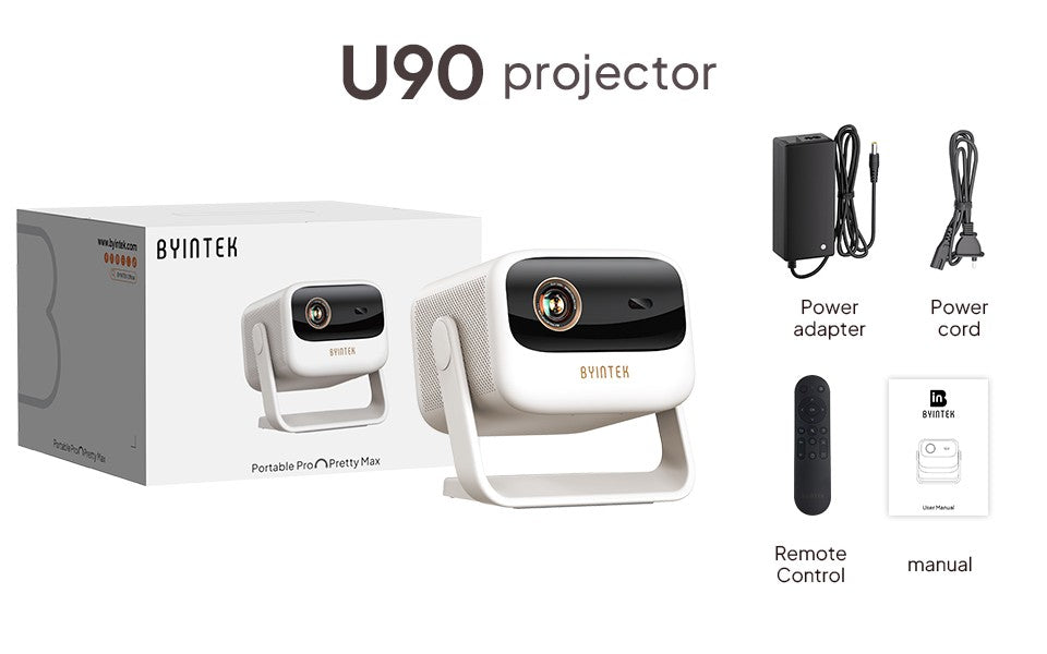 Projetor BYINTEK U90 4K Full HD1080P Cinema Android 11.0 WiFi Mini Portátil 1080P Home Theater Vídeo Projetor DLP com Bateria