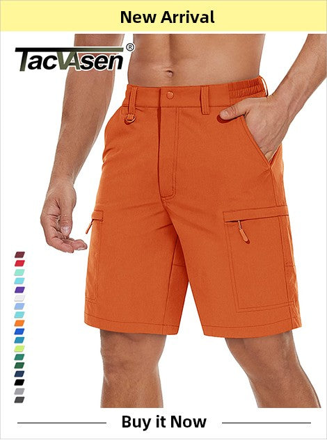 TACVASEN Summer Quick Dry Long Sleeve Cargo Work Shirts with Pockets Mens Safari Hiking Shirts Button Down Shirts Clothes Males