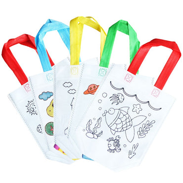 1PC DIY Graffiti Non-woven Bag with Coloring Marker Carnival Animal Art Party Goodie Bag for Kids Eco Reusable Mini Shopping bag
