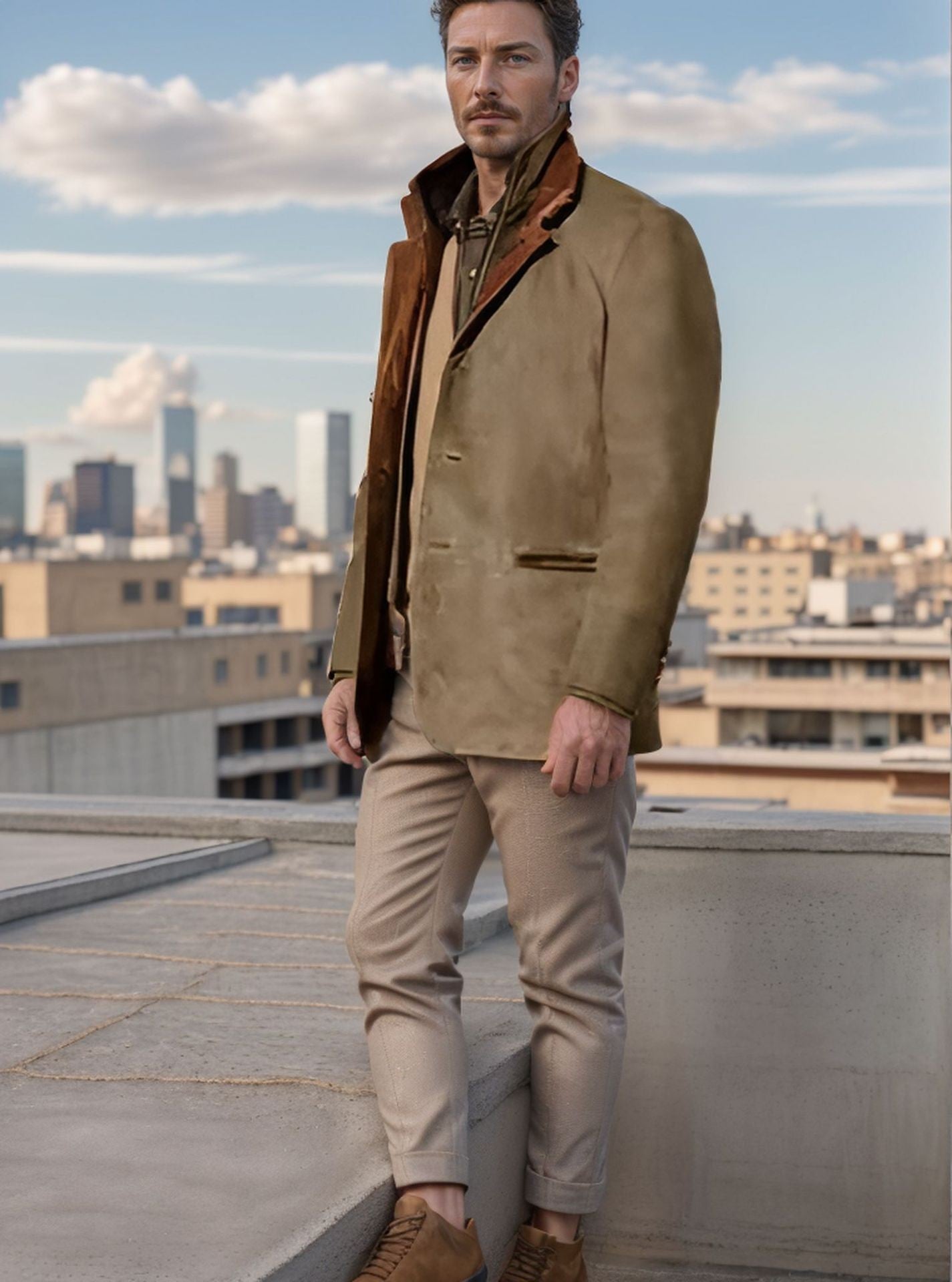 Spring Autumn New Men's Jackets Casual Retro Formal Coats for Men Collar Splicing Color Contrasting Tops Men Clothing