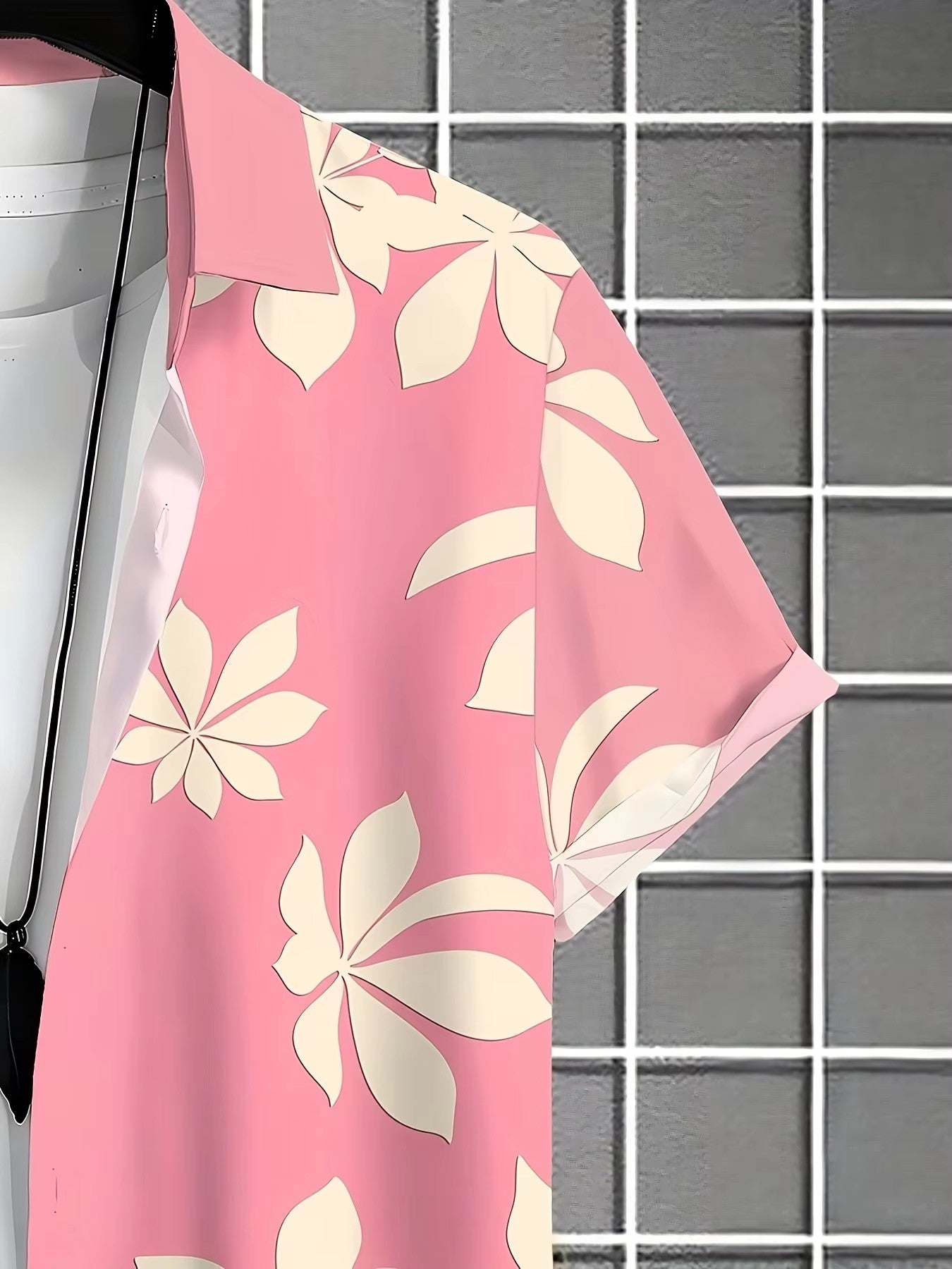 MINISO New Men's Lapel Short Sleeve Hawaiian Shirt Summer Pink Panther Print Hawaii Vacation Casual Fashion Kids/Adult ?Tops