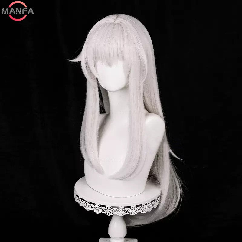 Peruca Cosplay HSR Clara 75cm Cabelo Liso Longo Prata Rosa Perucas Sintéticas Resistentes ao Calor Perucas de Festa de Halloween