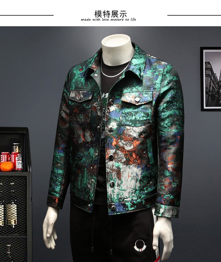 2025 Spring Vintage Jacquard Jacket Men Luxury Casual Business Social Jacket Social Streetwear Bomber Jacket Men Clothing M-4XL
