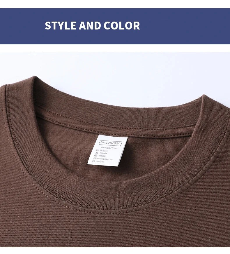 100% Pure Cotton Summer High-end Brand Men's Short Sleeve Round Neck Fashionable Style Half Sleeved Top Breathable T-shirt