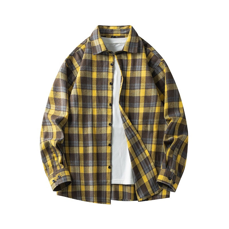 Men Shirt Plaid Flannel Long Sleeve Oversized Loose Cotton Casual Male Youth Comfortable Soft Fall Streetwear Formal Dress Shirt