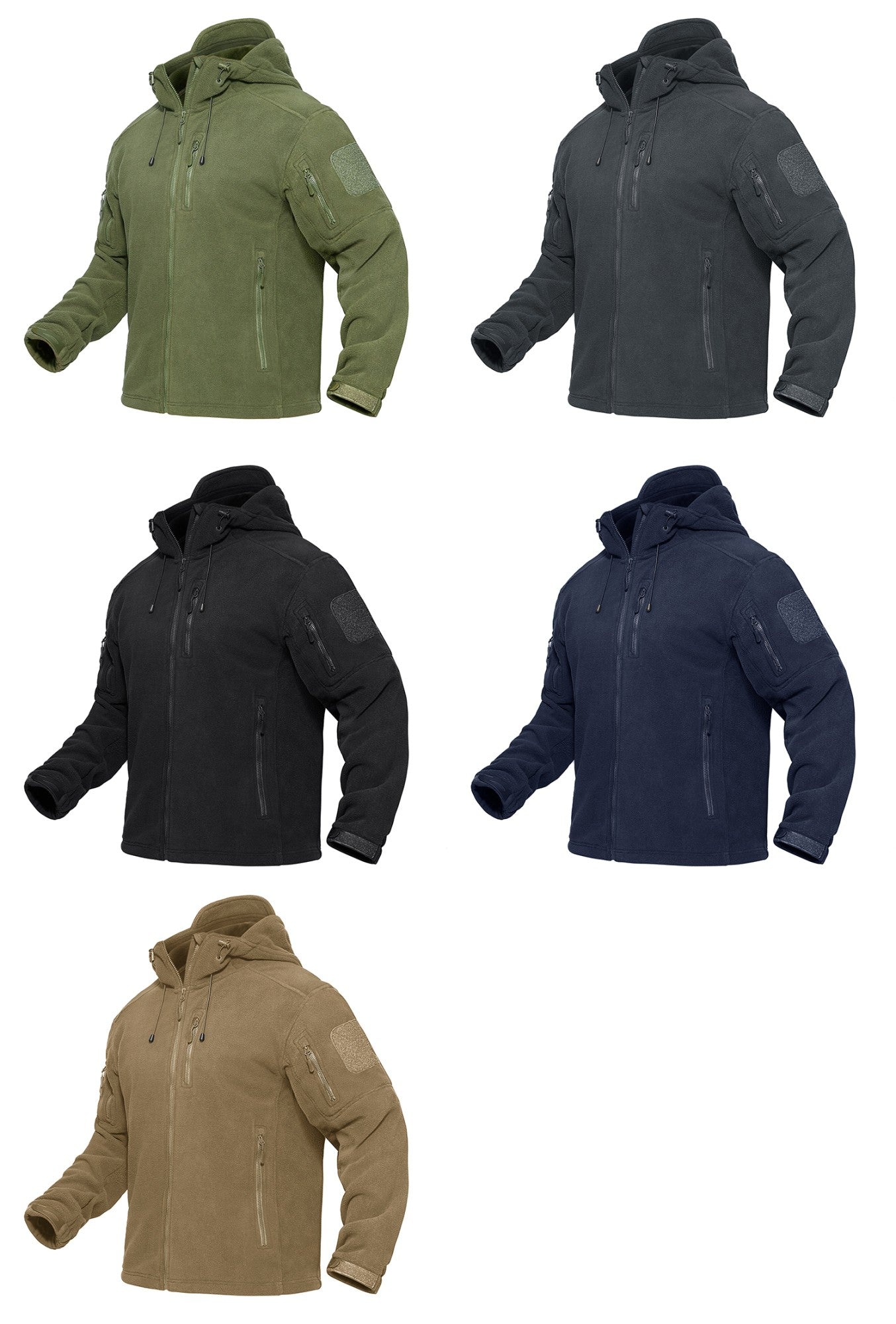 TACVASEN Spring Winter Fleece Jacket With Hoodie Mens Hooded Fleece Jacket Full-Zip Up Outdoor Windproof Hooded Warm Work Coat