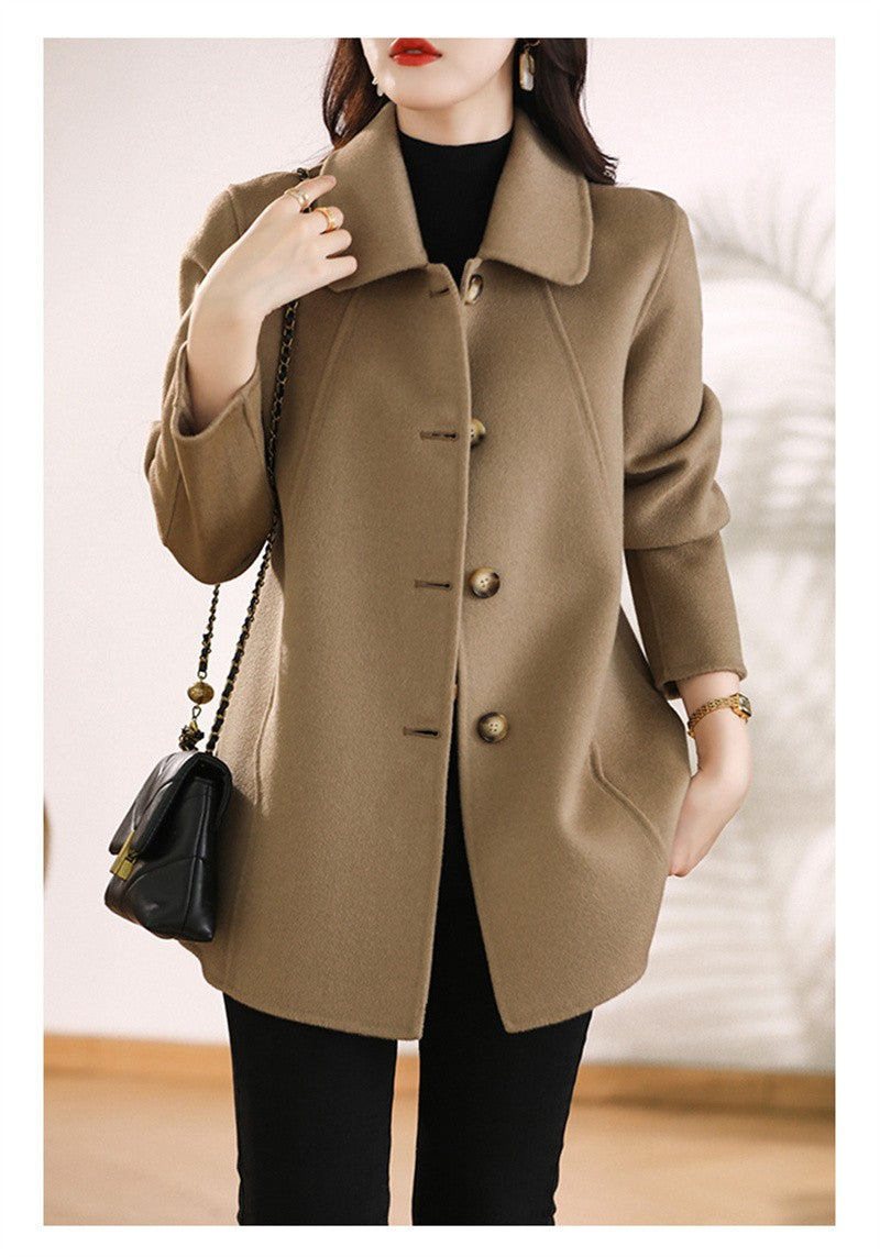 New High Quality Single-breasted Fashion Woolen Coat Women Autumn Winter Slim Elegant Wool Overcoat Windbreaker Outerwear Female