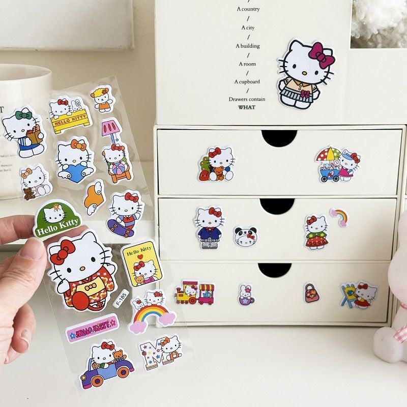 6/12pcs 3D Cartoon Kitty Puffy Stickers Sheets Kids Boys Girls Reward Bulk Assorted Scrapbook Stickers Party Favors Gifts DIY