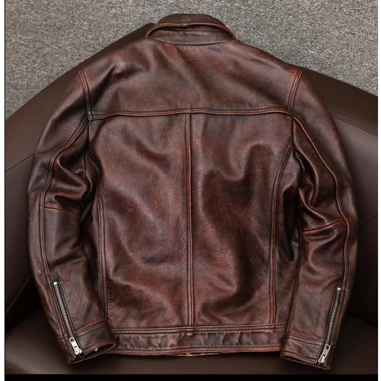 Wholesales.100% Genuine Leather jacket.Classic casual black Men cowhide clothes.quality plus size leather coat.Father's gift