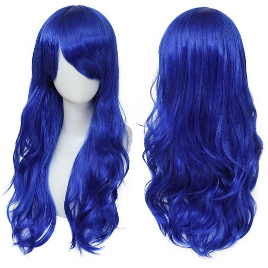 Peruca Cosplay Anime Versátil Multicolorida Cabelo Longo Cacheado com Cabelo Levemente Cacheado Peruca de Fibra Sintética