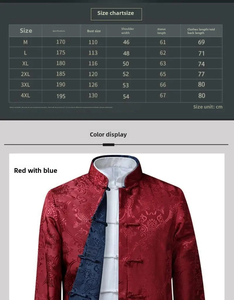 Spring Autumn Double-Sided Wearable Vintage Blazer Jacket Men's Casual Chinese Style Middle-Aged And Elderly Fashion Outerwear