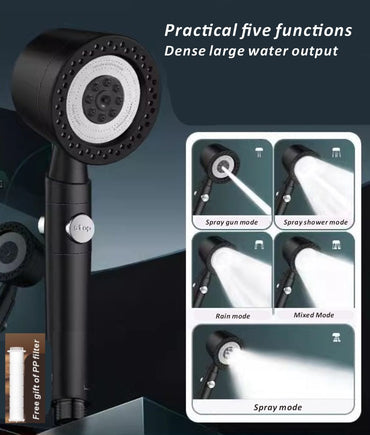 New 5 Modes High Pressure Shower Head Water Saving Large Flow Portable Shower Filter Showers Sprayer Set Bathroom Accessories