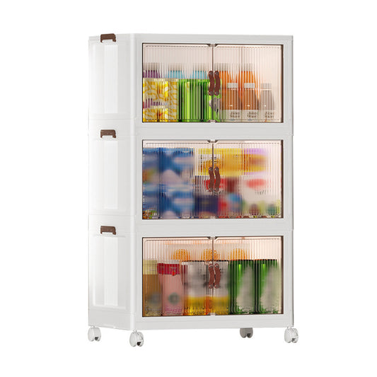 Clearance Deal Folding Children Snack Storage Cabinet Space Saving Organizer Multifunctional Plastic Living Room Baby Wardrobe