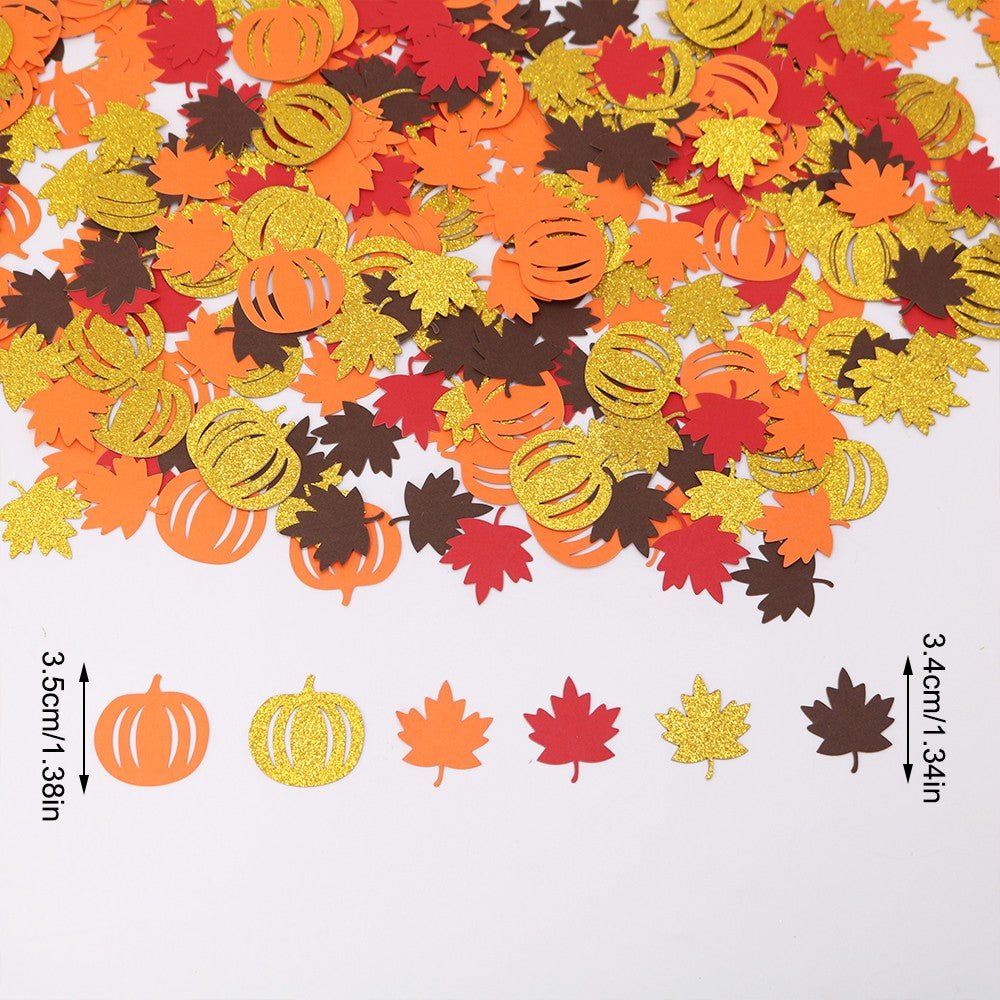100Pcs Autumn Pumpkin Maple Leaf Table Confetti, Thanksgiving Halloween Baby Shower, Wedding Party Table Decorations