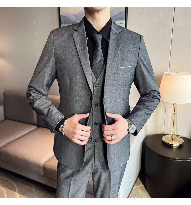 Men's High-Quality 3-Piece Business Casual Wedding Suit Vest Trousers Set Handsome Fashion Banquet Clothing S-6XL