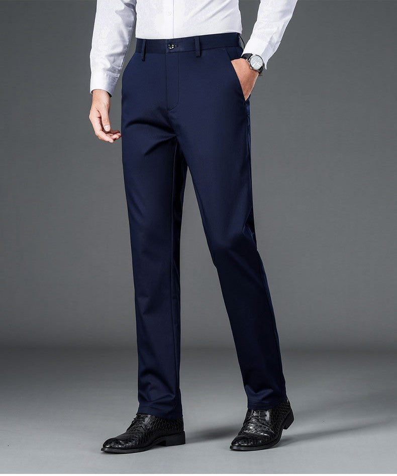 Men's smart casual pants elastic sports men's quick drying pants spring and autumn straight leg office black navy blue work pant