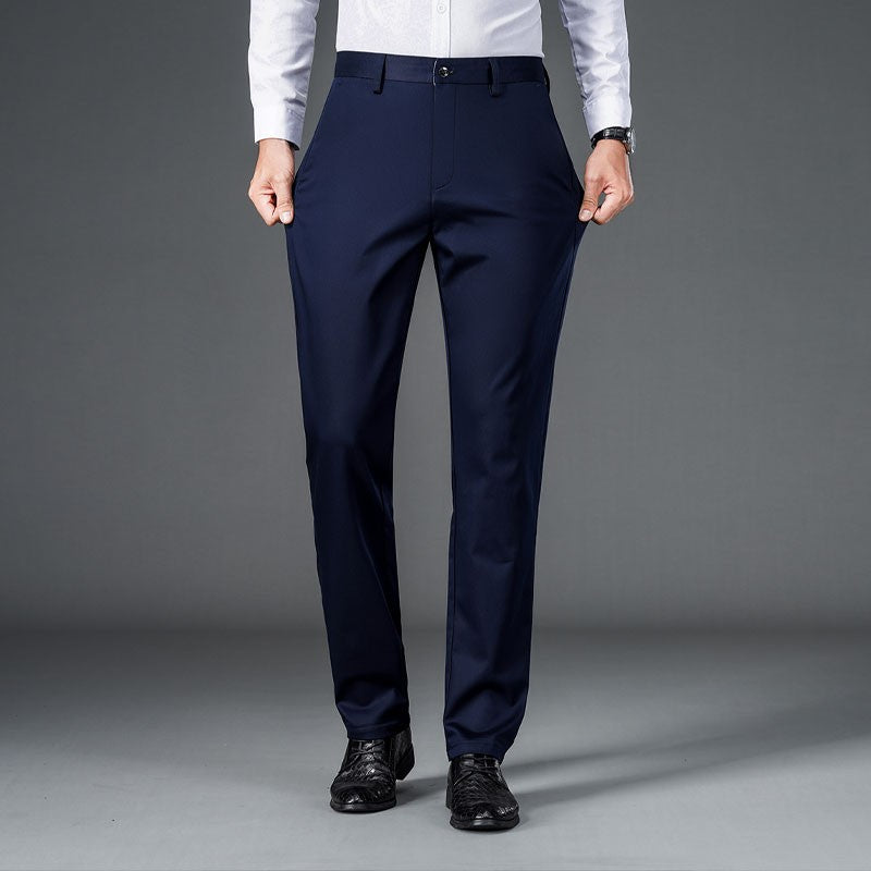 Men's smart casual pants elastic sports men's quick drying pants spring and autumn straight leg office black navy blue work pant