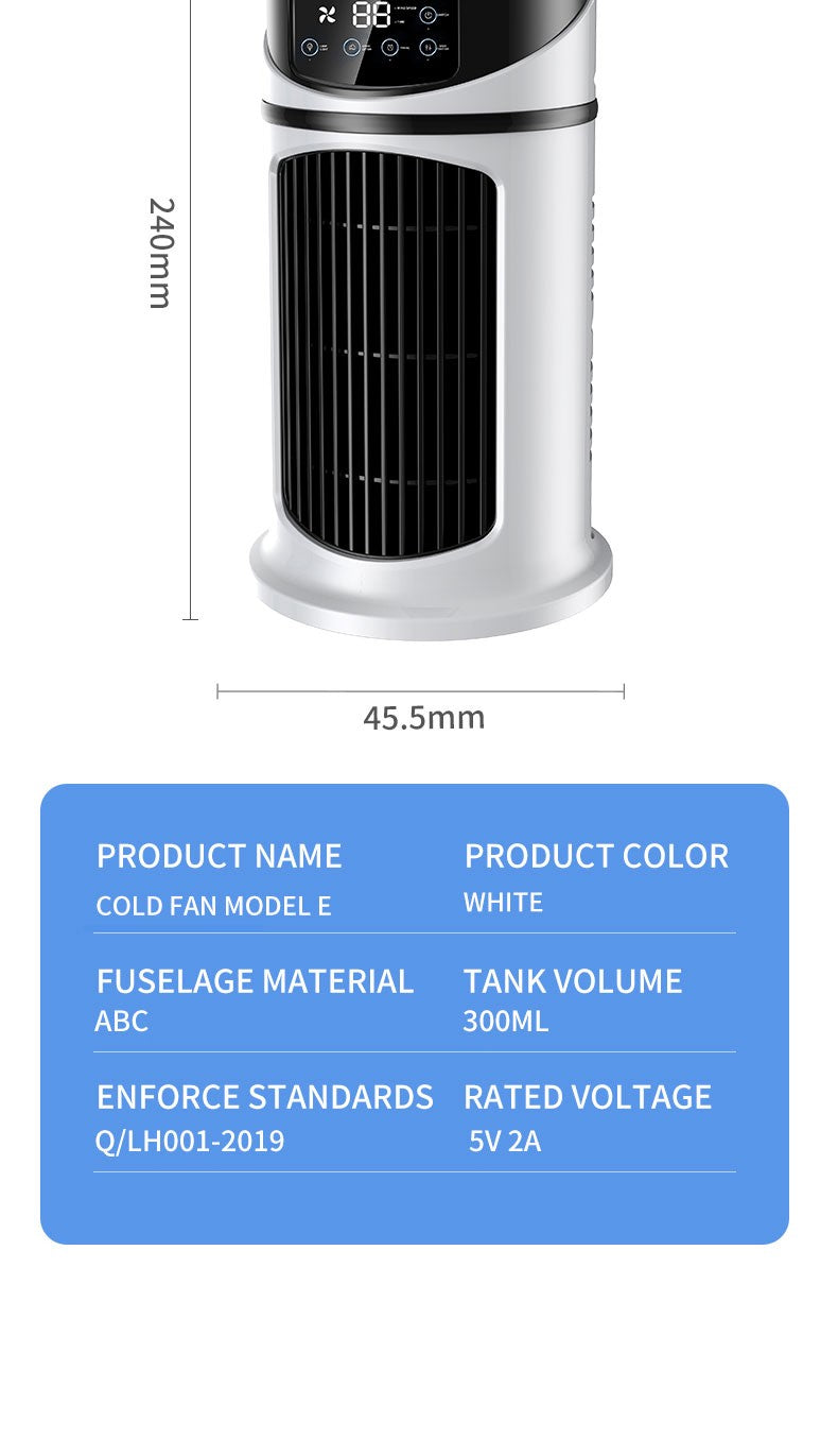 Condicionador de Ventilador Portátil com 6 Velocidades, Cooler de Névoa com Tanque de Água, Ventilador Silencioso para Dormir, Trabalhar e Estudar, Simula Vento Natural