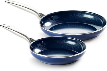Blue Diamond Nonstick Frying Pan and Skillet Set, 9.5 & 11 Diameter, Diamond Enhanced Ceramic Cookware, PFAS and PTFE-Free, Dish