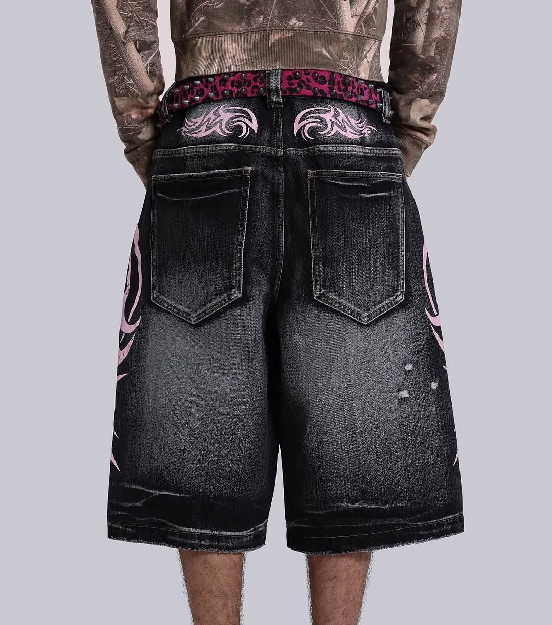 Y2K New Popular Denim Shorts Patch Vintage Shorts Men Women Street Hip Hop Fashion Harajuku Punk Loose High Waist Wide Leg Pants