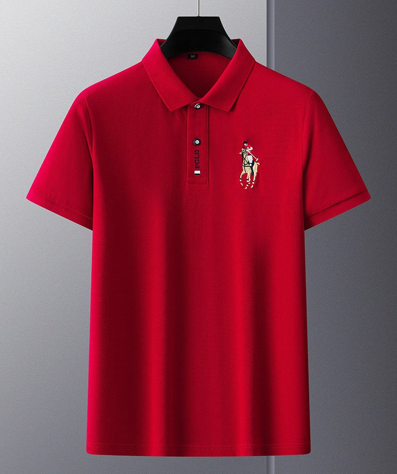 Summer New Embroidered Cotton Short Sleeved Polo Shirt for Men's Fashion, Casual, Comfortable, and Breathable T-shirt Top