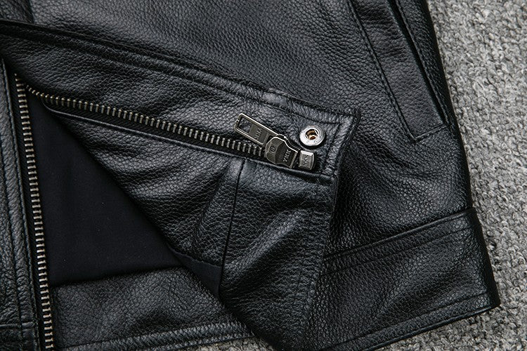 Wholesales.100% Genuine Leather jacket.Classic casual black Men cowhide clothes.quality plus size leather coat.Father's gift