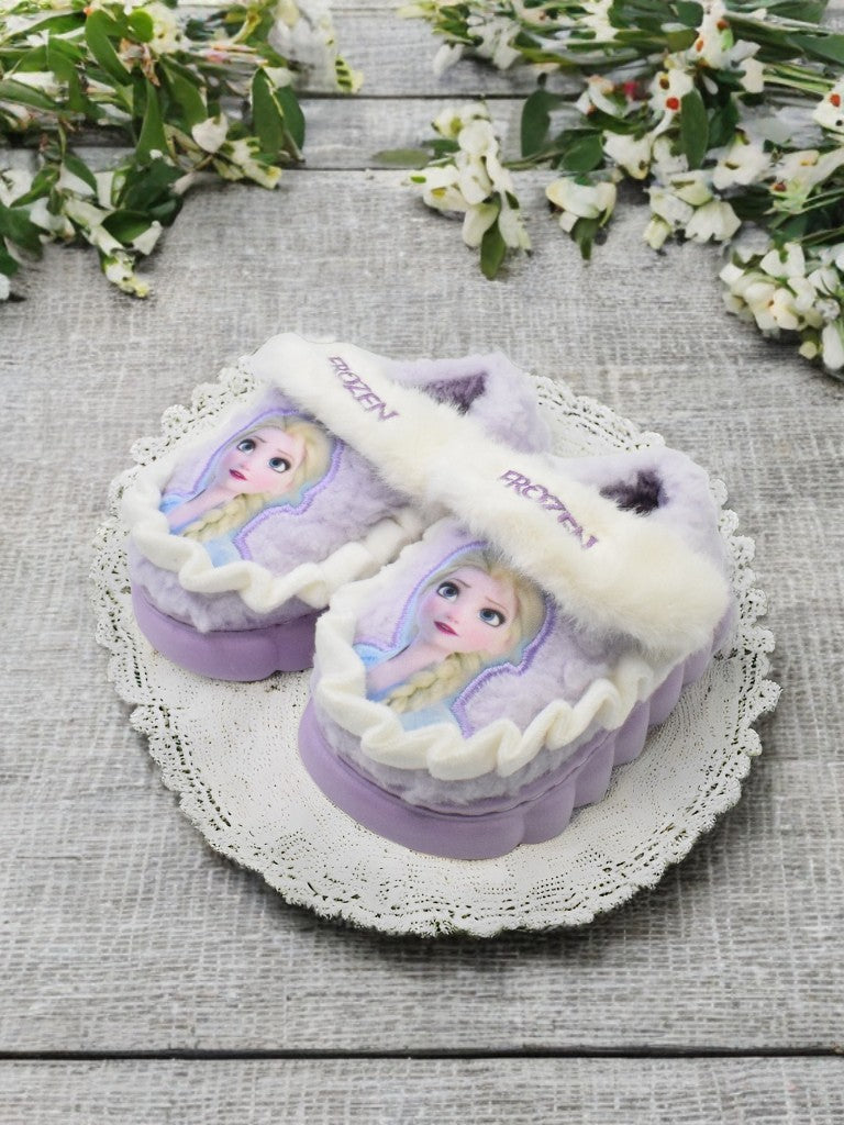 Disney Princess Elsa Winter Children's Cotton Home Slippers Frozen Girl's Snow Non Slip Warm Baby Slippers Pink Blue Size 24-36