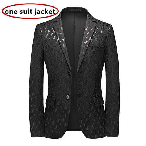 Classic Black Jacquard Suit Male Business Casual Coat Size 6XL-S Fashion Men Wedding Party Tuxedo Dress Blazers Slim Fit Tops