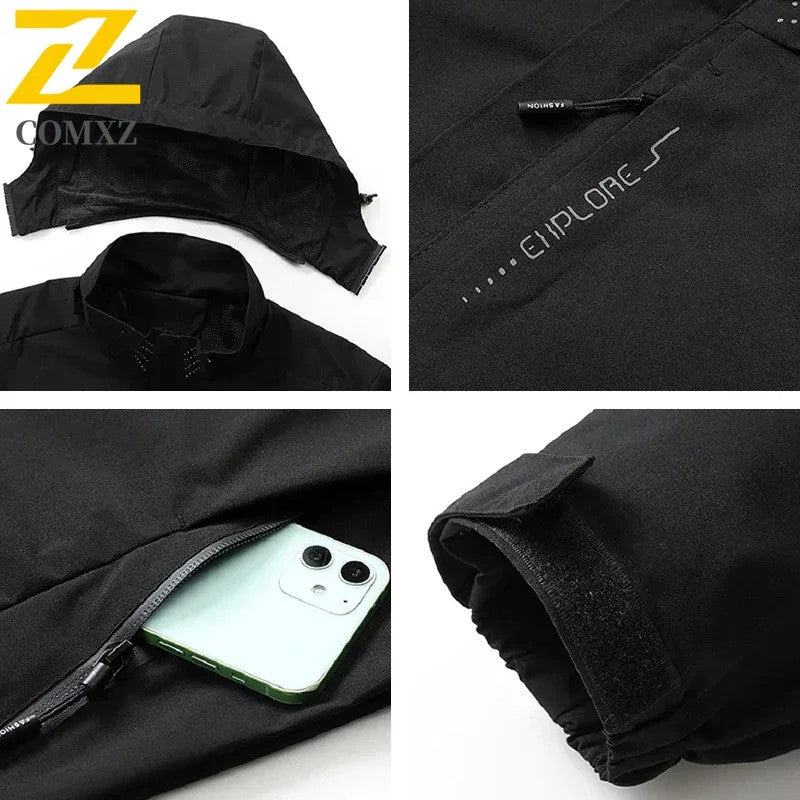 Spring Autumn New Men Casual Jacket Men Outdoor Windproof Waterproof Athletes Jacket Coat Detachable Hat Jackets Male M-5XL