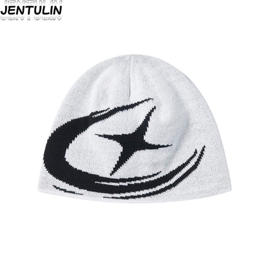 Toucas Y2K Harajuku Street Boomerang Padrão Satr Outono Unissex Quente Gorro de Tricô Hot Girl Outdoor Casual Masculino Bonés Hip Hop