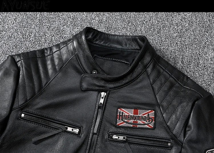 Mens Leather Jacket Autumn Men Clothing Handsome Motorcycle Jackets Two Colors Short Coats Kurtka M?ska Skórzana Slim