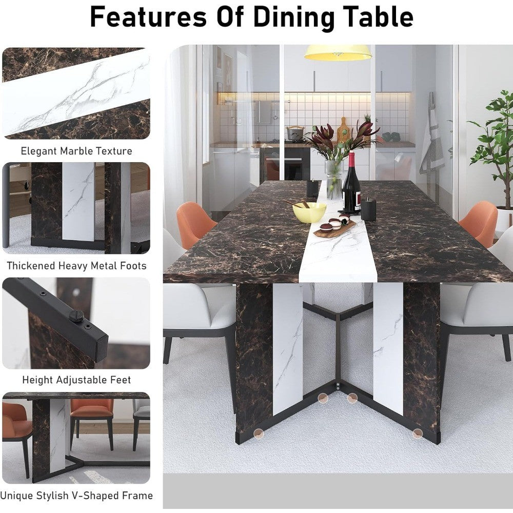71 Inch Dining Table for 6 People,Modern Rectangular Kitchen Table W/Waterproof Wood Tabletop,Farmhouse Long Dining Room T
