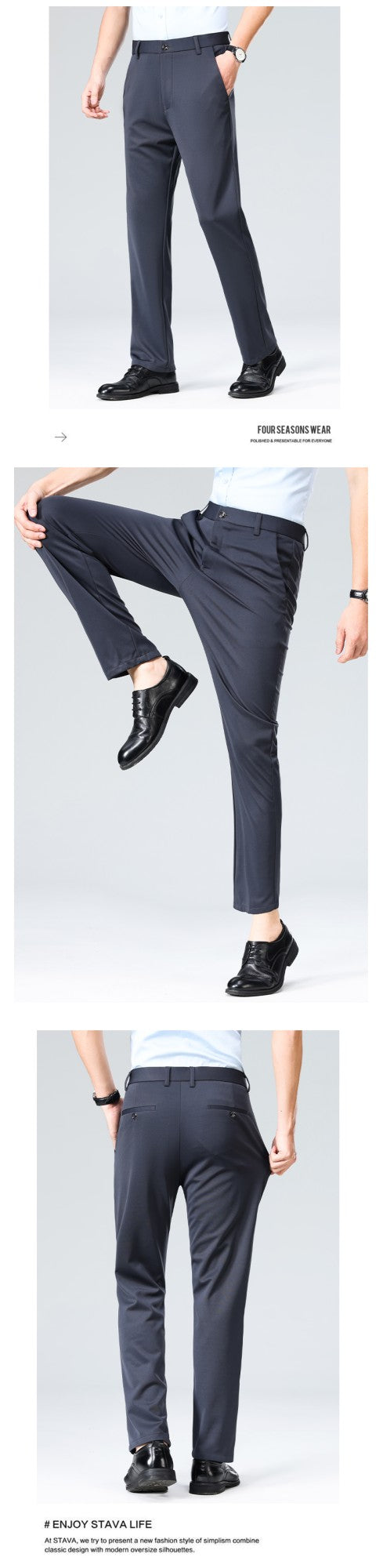 29-42 Men's Summer Pants Thin Straight Stretch Casual Pants with No Trace No Ironing Fabric Silky and Cool Feeling