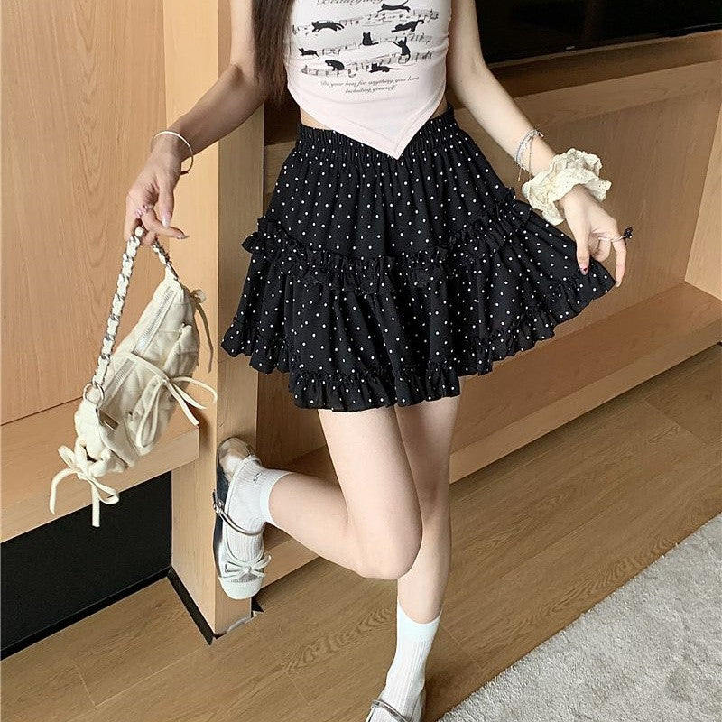 Mini Skirt Cute Sexy Balletcore Elastic High Waist Ball Gown Ruffle Patchwork Lo