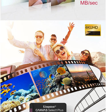 Kingston Memory Card 128GB 256GB MicroSD TF 64GB U1 V30 A1 MicroSD SDCS2 100Mb Reading Speed Class 10 Flash Micro Card for Phone