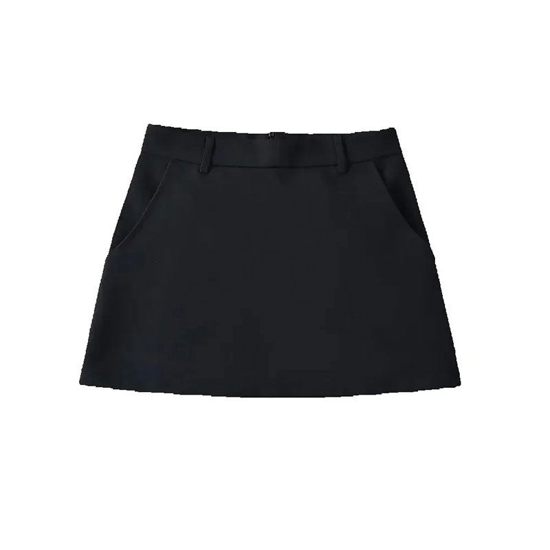 Mooyufon Women Fashion Solid Back Zipper A-Line Mini Skirt Vintage High Waist Fe