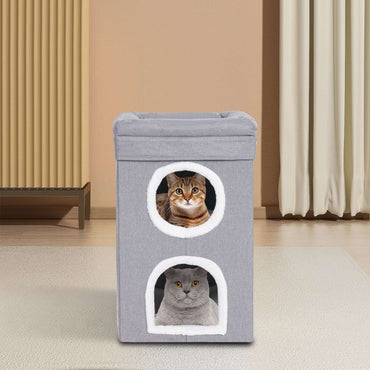 Casa para Gatos, Cama Interna para Gatos, Apartamento Moderno e Fofo para Gatos, Ninho Dobrável para Gatos - Cinza?para Uso Doméstico, Pet Shop