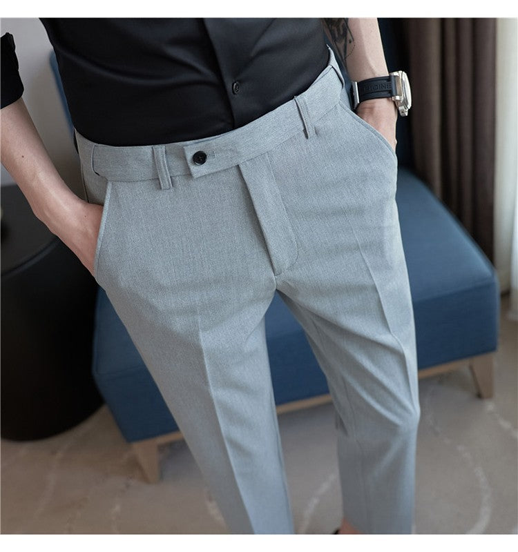 Men Suit Pant Autumn Elastic Waist Solid Slim Fit Dress Pants Business Casual Office Social Trouser Plus Size 40 38 Men Clothing