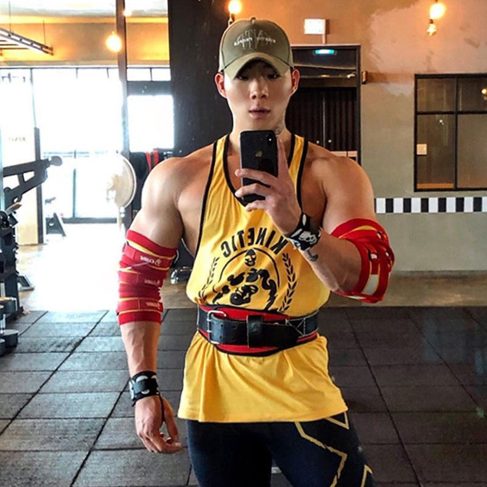 Gym Sleeveless Shirt Men Bodybuilding Tank Tops Fitness Workout Cotton Print Singlet Stringer Undershirt Male Casual Summer Vest