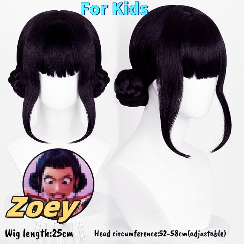 Rumi Mira Zoey Wig For Kids Kpop Demon Hunters Wig Synthetic Hair Cosplay Halloween Party Chindren Use