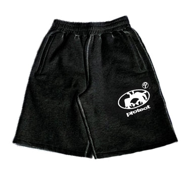 Y2K Men Casual Shorts Black Streetwear Vintage Elastic Waist Quick Dry Loose Fit Europe Viral Trend Summer Fashion Beach Bottoms