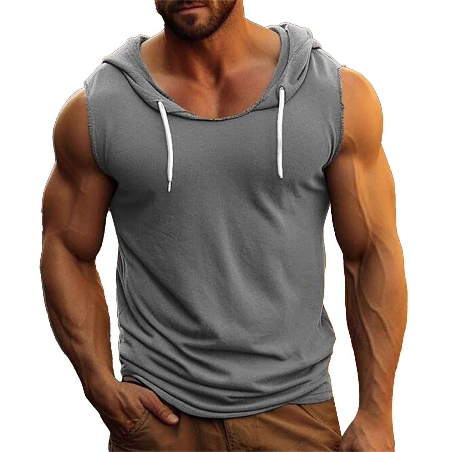Male Solid Color Sleeveless Loose Fitness Male Summer Loose Undershirt Running men Vest Summer Plus Size Men Clothing Tank Tops