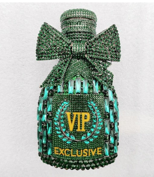 XIYUAN Women Rhinestones Clutch Purse Champagne Bottle Evening Bags Diamond Hard Metal Clutches Wedding Party Minaudiere Purses