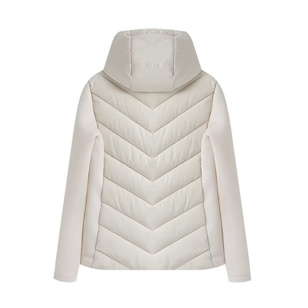 Taop&Za women's long sleeved stand up collar winter new design sense short slim fit hooded patchwork cotton jacket