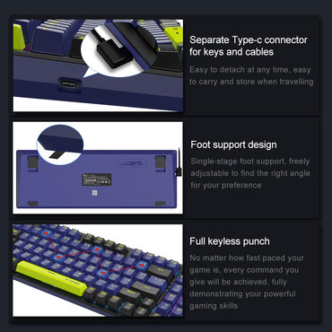 Teclado Mecânico Gamer E-YOOSO Z94 USB com Fio LED Monocromático Retroiluminado Switch Azul Vermelho 94 Teclas para Computador Laptop PC