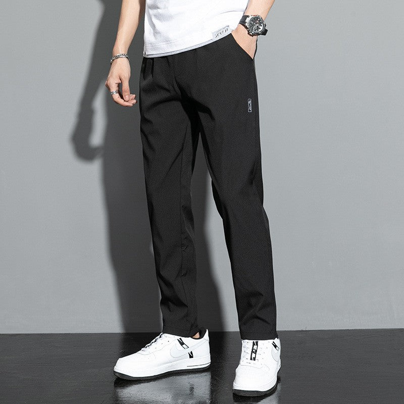 2024 Summer men's casual pants slim fit thin Korean version ice silk pants Jinlun sports pants straight tube quick drying pants