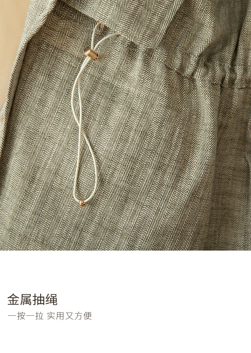 Cotton and Linen Vertical Collar Tight Waist M65 Hunting Jacket Retro All-match Spring and Summer Lightweight Casual Jacket