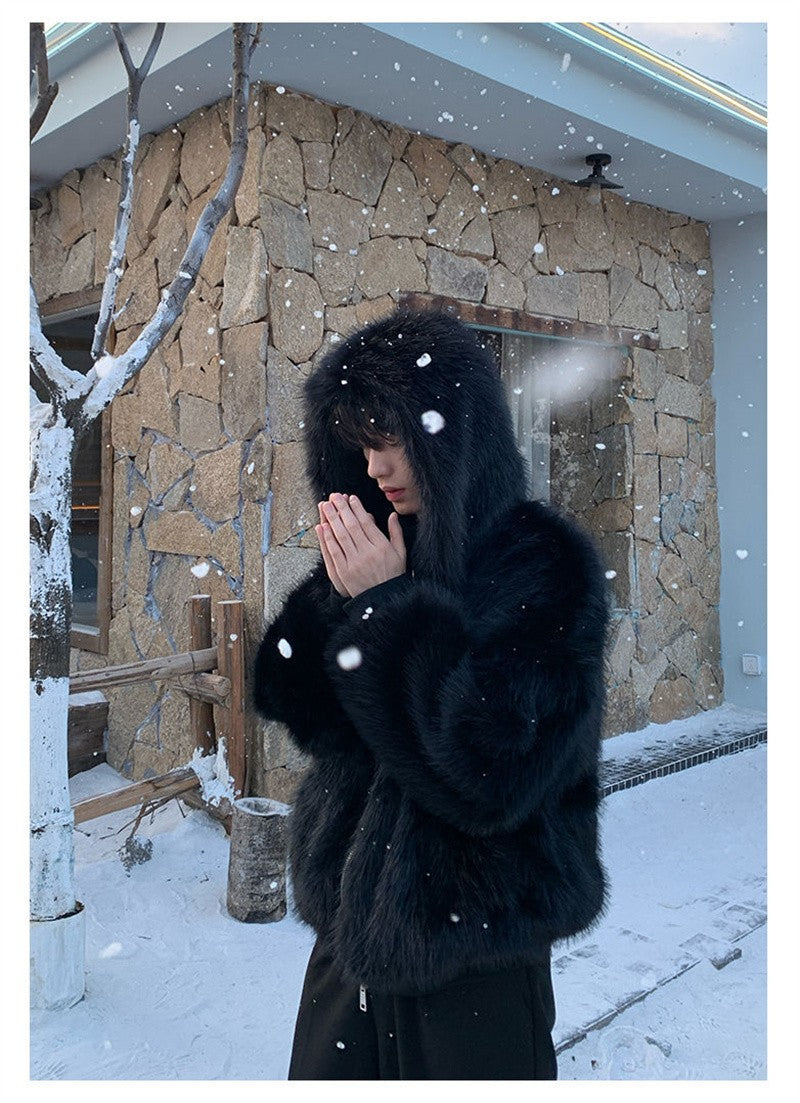 Pi Shuai Coat 2024 Winter Autumn/Winter New Men New Style Fox Imitation Fur Coat Leather Fashion Loose Thick Warm Coat Commuter