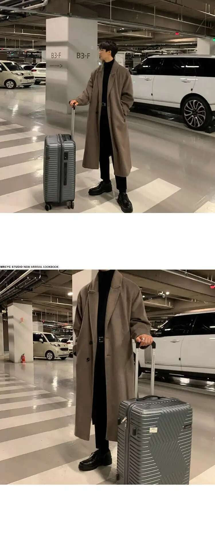 IEFB Korean Style Men's Fashion Tide Woolen Coat Single Breasted Overcoat 2025 Autumn New Stylish Trench Casual Loose Fit 9D1655